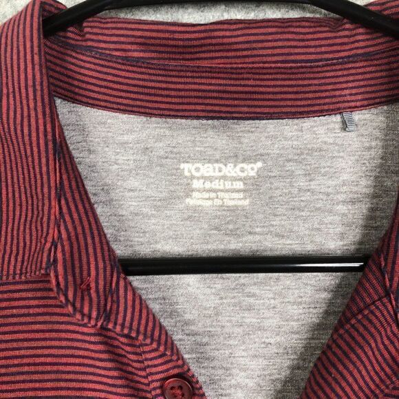 Toad&Co Polo Shirt Mens Medium Striped Marko Short Sleeve Golfer Preppy - Picture 2 of 9